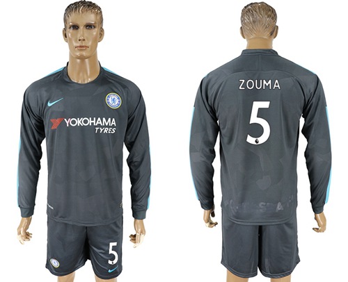 Chelsea #5 Zouma Sec Away Long Sleeves Soccer Club Jersey